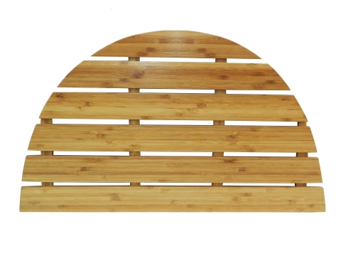 Semi circular bamboo bath mat